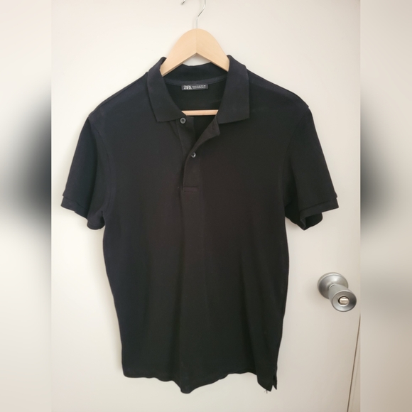 Mens zara black polo size medium - Picture 1 of 3